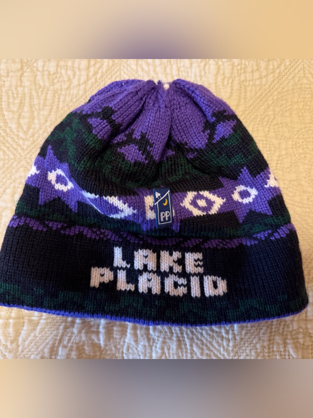 Purple & Black Lake Placid Beanie Ski Hat